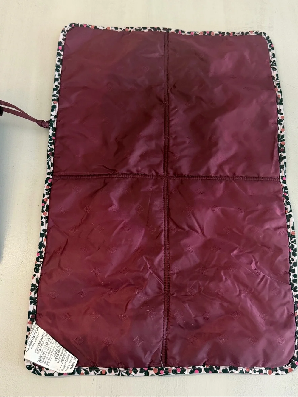Vera Bradley Maroon Quilted Diaper Bag Backpack with Removable Changing Pad GUC